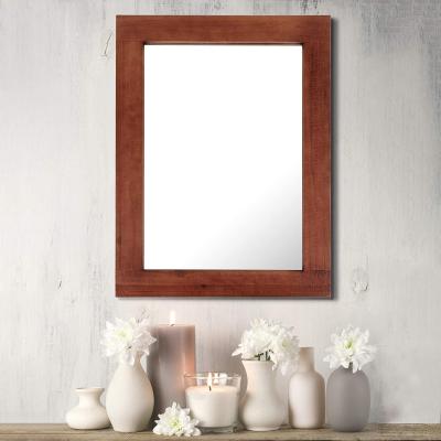 China Rustic Rectangular Frame Wall Hanging Mirror in Europe Redwood Wood for Vertical or Horizontal Display, 24