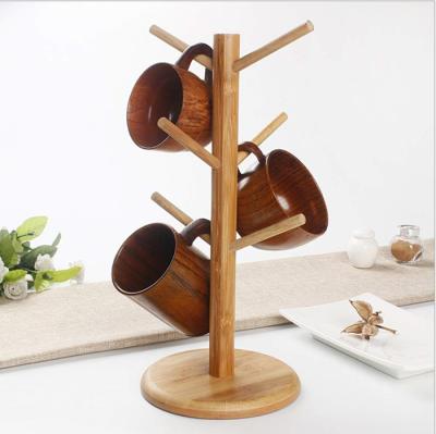 China House Counter Cup Ceramic Organizer Kitchen Draft Wooden Coffee Cup Holder for sale