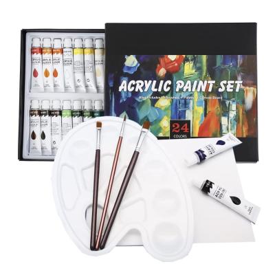 China Art Painting 24 Color Paint Set Non-Toxic Acrylic In Tube 12ml Acrylic Paint Set for sale