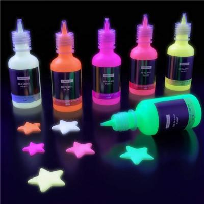 China Amazon Non-Toxic and Vibrant Hot Selling Bulk Colors Fabric Paint 3d Eco Friendly Glow in the Dark Fabric Paint for sale