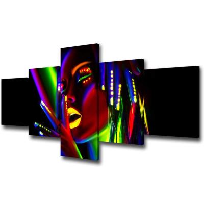 China Non-Toxic Wall Art For Living Room Neon Light Canvas Paintings Stretched Canvas for sale