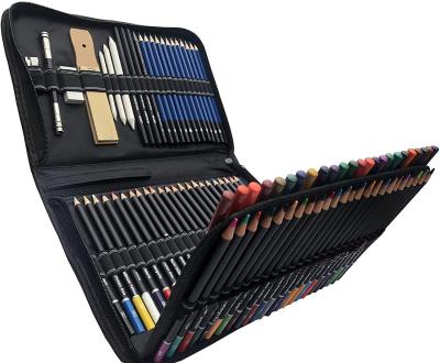 China 95 Pcs Colored Pencil Drawing Wooden Material Kit includes 72 colored pencil and sketch set in nylon zippered case for sale