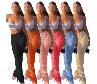 China J&H Fashion Autumn QUICK DRY Clothing For Women Stacked Women Solid Color Pants Flare for sale