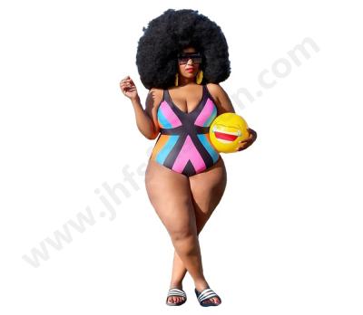 China J&H breathable fashion wholesale 2021 summer digital prints high waist slim backless plus size swimwear for sale