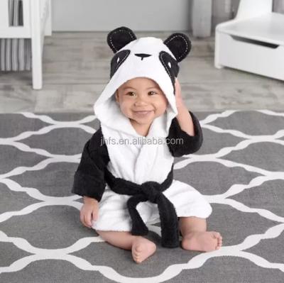 China J&H Fashion Thermal Cute Baby Panda Towels Flannel Sherpa Kids Bathrobe Toddler Hooded Infant Kids Home Wear for sale