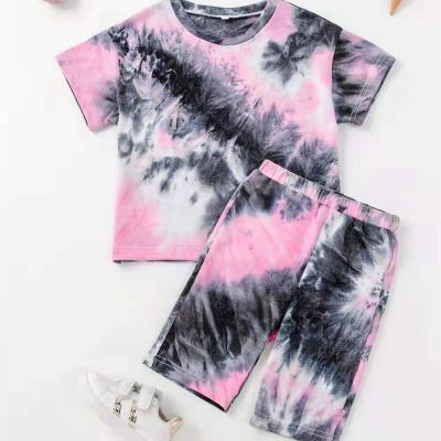 China Europe and the United States 2021 summer fashion tie dye children's clothing set 2 pieces infant toddler baby clothes for sale