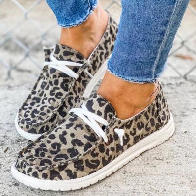 China Wholesale Flat Fashion Leopard Comfortable Canvas Shoes for sale