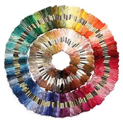 China Europe Fun Gift 50pcs/bag Wholesale Skeins Rainbow Color Embroidery Silk Polyester Embroidery Thread Large for sale