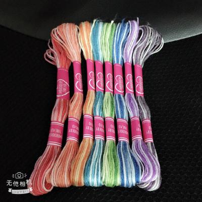 China Europe 8 Colors Per Set Varied 6 Strands 8 Meters Per Skein Color Variation Cotton Embroidery Floss Overdyed Cross Stitch Thread for sale