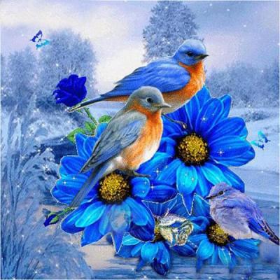 China Europe hot sale 5d diamond painting bird on flower blue picture rhinestone needlework diamond embroidery handmade home decor for sale