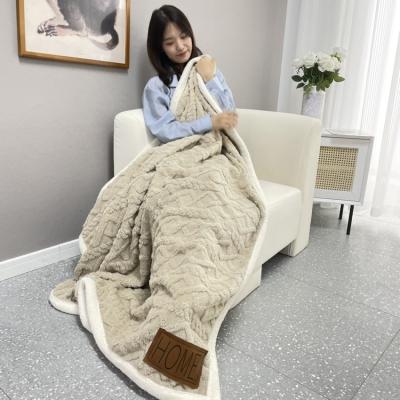 China Blue Thick Sherpa Blanket Fast Shipping Jacquard Geometric Folded Blanket Small Quantity for sale