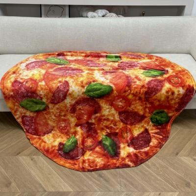 China Folded Transfer Printing Sublimation Blanket Customized BSCI Certificate Pizza Pattern Fleece Blanket Fleece Blanket for sale