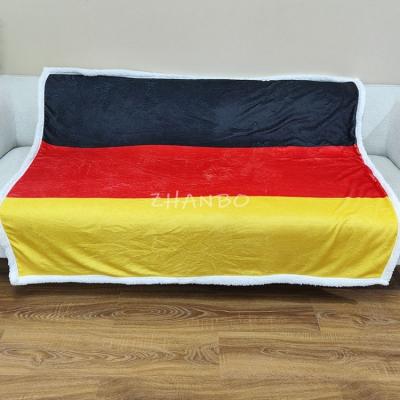 China Folded Microfiber Cheap Photo Germany Flag Custom Digital Printing Blanket Customize Pattern Super Soft Sherpa Throw Blankets for sale