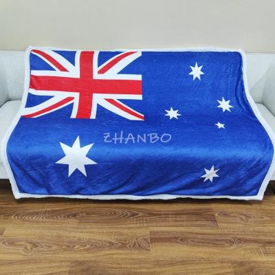 China Folded Customize Pattern Print Sherpa Throw Blanket Transfer Printing Custom Photos Blanket Flag Sublimation Blanket for sale