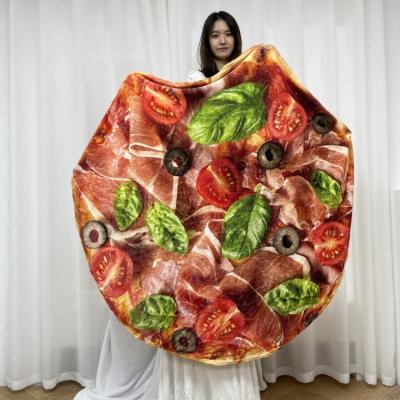 China Folded Transfer Printing Sublimation Pizza Flannel Fleece Blanket Throw Blanket For Living Rooms Bedroom Sofa Couch for sale