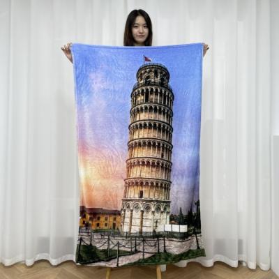 China Folded Leaning Tower Of Pisa Fleece Blanket Fast Shipping Quality Building Design Blanket for sale