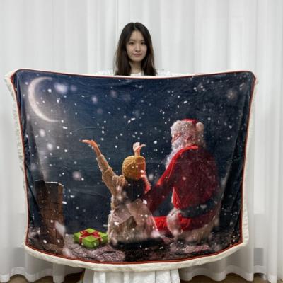 China Hotsale Santa Claus Blanket Christmas Blanket Thick Soft Folded Cozy Blanket Low Moq Customized Design for sale