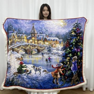 China BSCI Folded Christmas Snow Blanket Flannel Fleece Christmas Decorative Blanket Gifts Blanket Theme In Small Quantity for sale