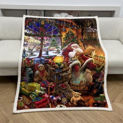 China Permeable Folded Print Blanket Transfer Printing Christmas Pattern Fleece Blanket Customized By Sublimation Blanket for sale