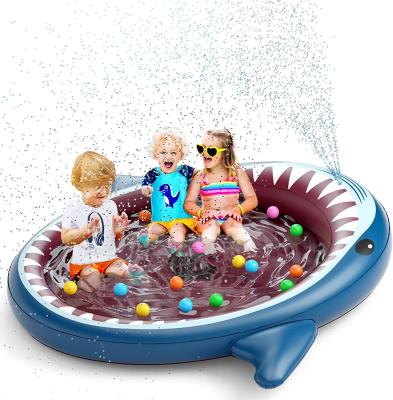 China Water Parks 71in Splash Pad Baby Shark Wading Pool Summer Inflatable Water Toys For Boys Girls for sale