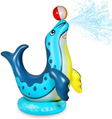 China New Rise PVC Eco-friendly Airtight Inflatable Sprinkler Splash PVC Animal Ball Sea Lion Spray Inflatable Toys for sale