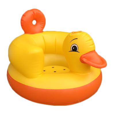 China Foldable Yellow Duck Baby Infant Sit Leaning Eating Air Inflatable Plush Sofa Chair Animal Sofa For Kids for sale