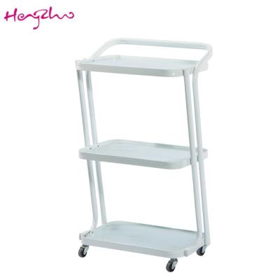 China Modern Low Price Wholesale Goods 3 Layer Glass Roll Trolley Beauty Salon Trolley With 4 Wheels for sale