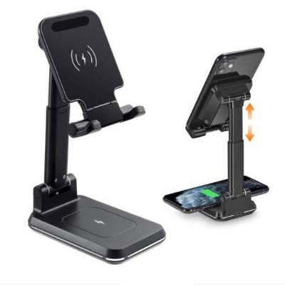 China Phone Factory Price 2 in 1 Portable Folding Charging Dock Stand Adjustable Phone Desktop Bracket Wireless Charger for sale