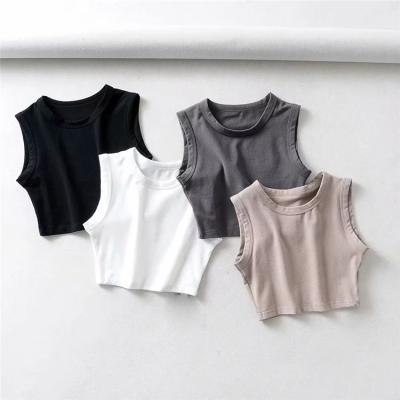 China Unique Slim Fit Anti-pilling Women's Cotton O-Neck Crop Top Cross Wrap Shirts Crop Tops for sale