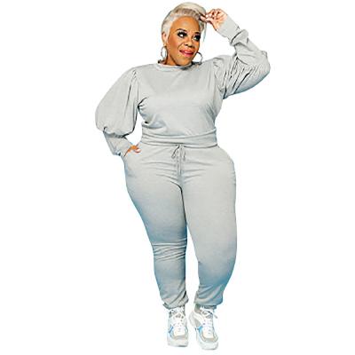 China Two Piece Breathable Fashion Casual Knitted Sweater Plus Size Sweat Suit For Women for sale