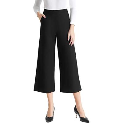 China Other Waist Wide Leg Pants Casual Business Dress Stretch Office Work Autumn Crop Pants for sale