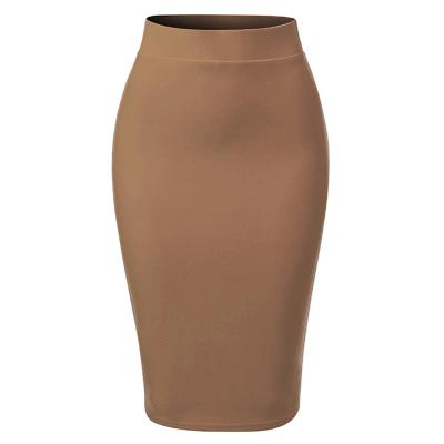 China Sustainable Office Premium Elastic Nylon Womens Womens Casual Stretch Pencil Skirt for sale