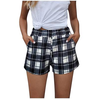 China Other High-Waist Wide-Leg Shorts Cotton Student Plaid Loose Thin Casual Hot Shorts for sale