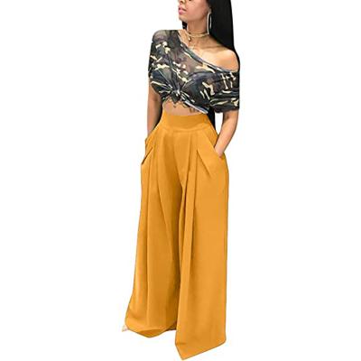 China Viable Custom Women's Stretch High Wide Leg Casual Palazzo Flare Pants for sale