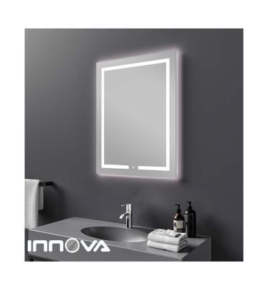 China Wholesale Magnifying Bathroom LED Touch Screen Smart Rectangular Makeup Mirror Frameless Mirror for sale