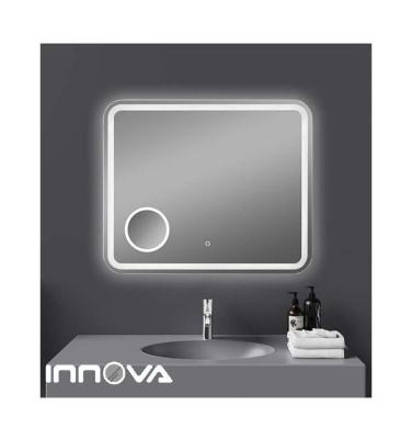 China Anti Fog Hotel Vanity Wall Mount Lighted Magnifying Mirror Bathroom Led Mirror With Dimmer And Magnifier for sale