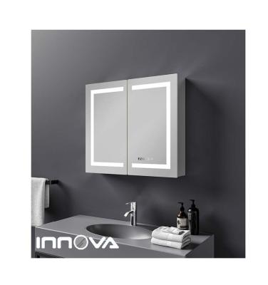 China Rectangular Backlit Mirror Cabinet Lighting Hotel Bathroom Mirror Magnifying High End Cabinet for sale