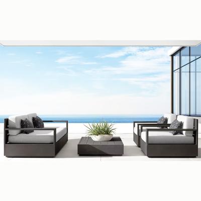 China Modern 4 Piece Garden Outdoor Backyard Patio Sofa Couch Aluminum Alloy Furniture Sofa Sets With Washable Cushions for sale