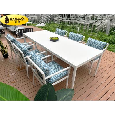 China Modern Luxury Patio Furniture Garden Table And Chair Aluminum Outdoor Dining Set for sale