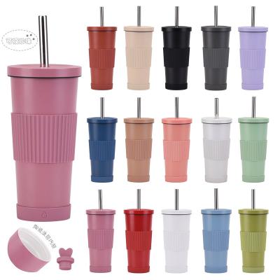 China PORTABLE Vacuum Hot Sale 24oz Matte Color 304 Stainless Steel Coating Straw Cup Custom Color Ceramic Mug for sale