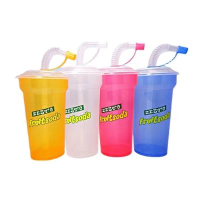 China Cheap Contemporary Bpa Free Plastic Polypropylene Straw Cup 16oz 450ml pp Plastic Cup With Straw And Lid for sale