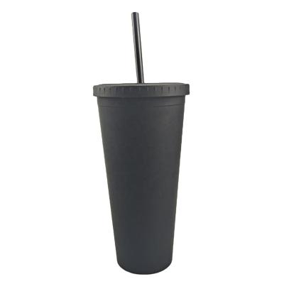 China Contemporary Custom Reusable 16oz 24oz Double Wall Colored Matte Black Plastic Bulk Cold Acrylic Drink Tumbler Cups With Lid And Straw for sale