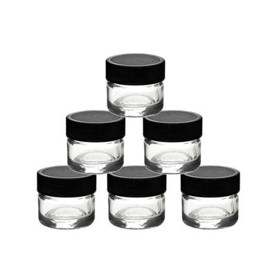 China Cosmetic Clear Concentrated Dab Container 5ml NO-Stick Glass Jar For Dry Herb Wax DHL Free for sale