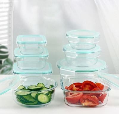 China Amazon Hot Sale Borosilicate Microwavable Glass Lunch Box Glass Food Container with Airtight Lid Bento Lunch Box Vacuum for sale