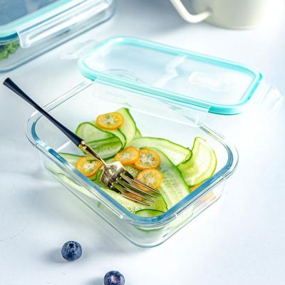 China Microwavable Airtight Glass Microwavable Food Storage Containers Microwave Food Prep Containers Glass Lunch Box With Lid for sale