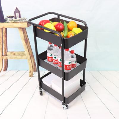 China Sustainable Hot Sales 3 Tier Stable Goods Universal Rolling Upscale Metal Storage Mobile Rack With Universal Wheel for sale