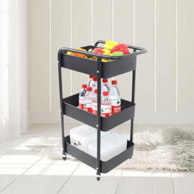 China Durable Hot Sales Metal Fruit Stable Universal Utility 3 Tier Upscale Goods Storage Slim Trolley for sale