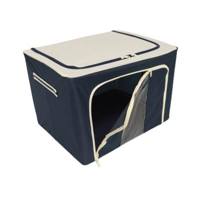 China Large Folding Steel Frame Oxford Waterproof Moisture Proof Quilt Foldable Storage Box With Sturdy Zipper for sale