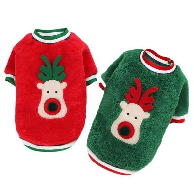 China 2021 Viable New Christmas Pet Velvet Clothes Deer To Face Clothes Bulldog Ropa De Perro De Navidad Merry Christmas Dogs Cats for sale