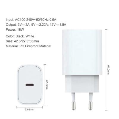 China PD 3.0 Fast Fast Charger 20W Type 18W Charger+Cable USB C Wall Charger 20W USB-C Power Adapter For iPhone 12/11 for sale